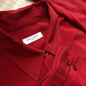 Equipment Red Silk Blouse Size S